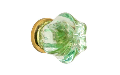 Star-Shaped Glass Knob ~ Depression Green ~ 1-1/4" Diameter