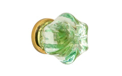 Star-Shaped Glass Knob ~ Depression Green ~ 1-1/4" Diameter