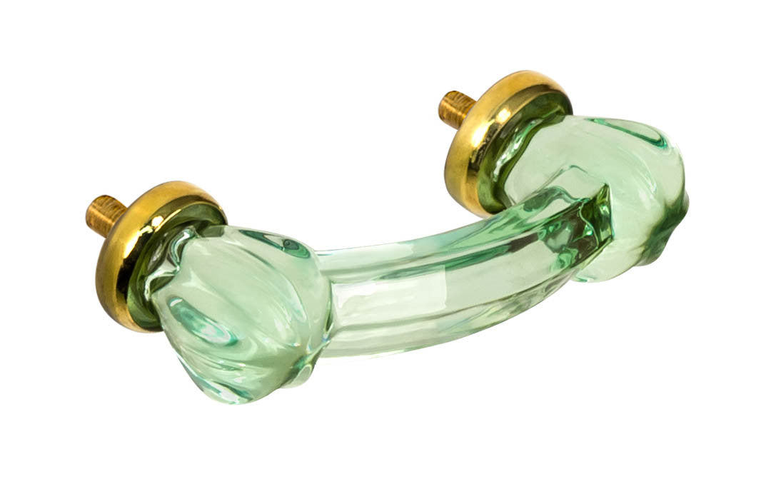 Star-Shaped Glass Drawer Pull ~ Depression Green ~ 3