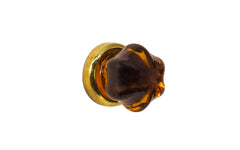 Star-Shaped Glass Knob ~ Amber ~ 1" Diameter