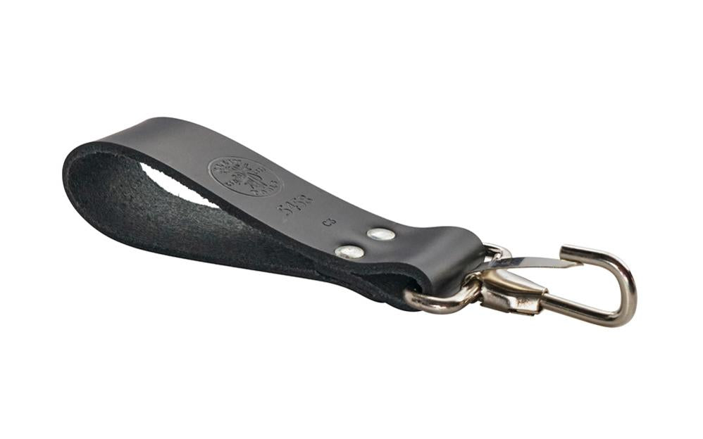Klein Leather Snap Loop ~ 5458 - Klein Tools - Made in USA ~ Model 5458 - Loop with snap hook for carrying an adjustable wrench, welders igniter or other tool with hang hole - Snap Loop - 092644550874 - Klein Snap Hook - Klein Leather Loop - Slide on belts up to 4" - Made of genuine leather - Designed for tools with hang holes - Riveted Snap Loop
