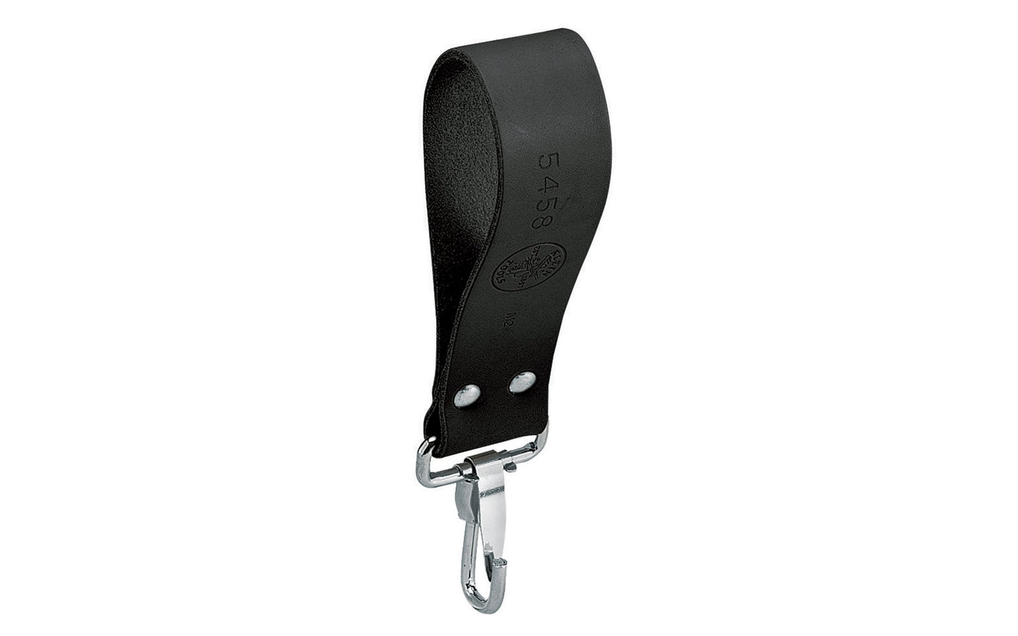 Klein Leather Snap Loop ~ 5458 - Klein Tools - Made in USA ~ Model 5458 - Loop with snap hook for carrying an adjustable wrench, welders igniter or other tool with hang hole - Snap Loop - 092644550874 - Klein Snap Hook - Klein Leather Loop - Slide on belts up to 4" - Made of genuine leather - Designed for tools with hang holes - Riveted Snap Loop 