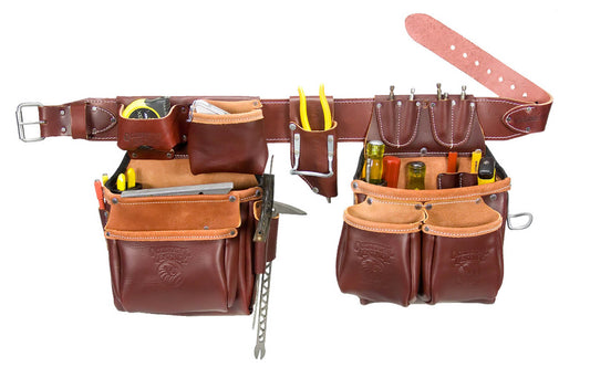 Occidental Leather Stronghold "Big Oxy" Tool Belt Set Package ~ 5530 LG - Large Belt Size (3" Large Ranger Work Belt) - Premium Top-Grain Leather - 28 Pockets & Tool Holders - 759244209204. Pro Leather series is made of top grain cow hides tanned with oils & waxes for heavy use - Round Bottom Full Capacity Tool Bags