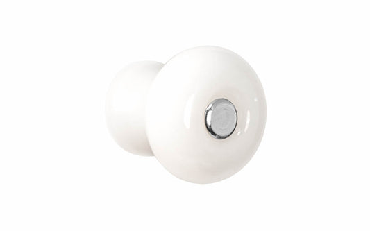 Vintage-style Hardware · Classic & original-style round glass cabinet knob with a silver pan head thru-bolt. Made of genuine glass. Translucent White - Opal color glass. Includes a silver pan thru-bolt. Reproduction classic glass knob. Traditional round glass knob.  Attractive & smooth glass knob. 1-1/8" diameter knob.