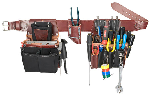 Occidental Leather Commercial Electrican's Tool Belt Set Package ~ 5590 L - Large Belt Size (3" Large Ranger Work Belt) - Premium Top-Grain Leather - 37 Pockets & Tool Holders - 759244283204. Pro Leather series is made of top grain cow hides tanned with oils & waxes for heavy use. Tool & fastener organization 