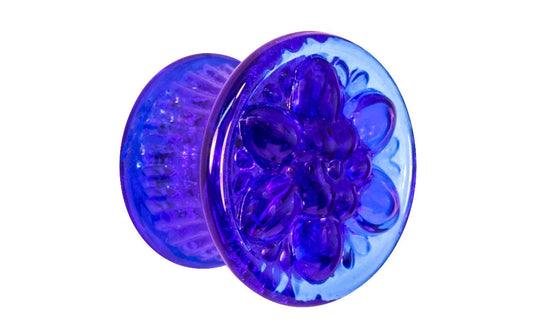 A classy & cheerful "Flower" Style 1-3/4" Glass Knob ~ Cobalt color will enliven the furniture & cabinets in your home with this most delightful glass knob!