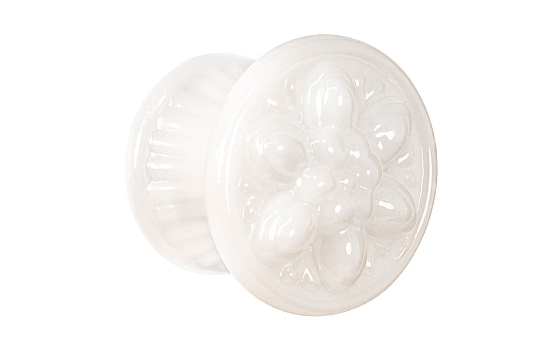 A cheerful "Flower" Style Glass Knob ~ Translucent White - Opal will enliven the furniture & cabinets in your home with this most delightful glass knob!