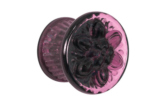 Flower-style glass knob purple amethyst