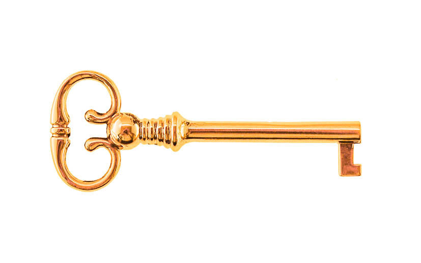 Solid Brass Skeleton Key ~ 9/32