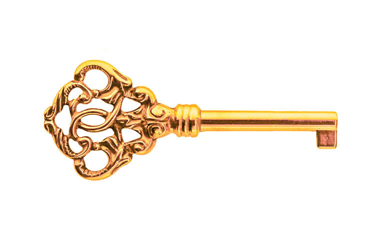 Solid Brass Ornate Skeleton Key ~ 3/16