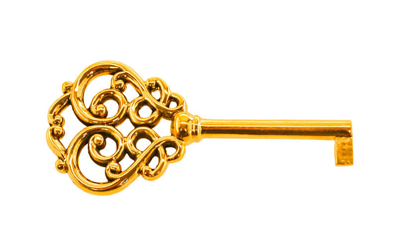 Solid Brass Ornate Skeleton Key ~ 1/4