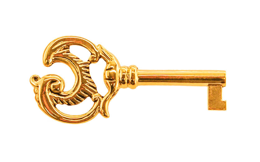 Genuine Vtg Antique Old Brass Bow Wine Cellar Liquor Cabinet Lock Skeleton  Key