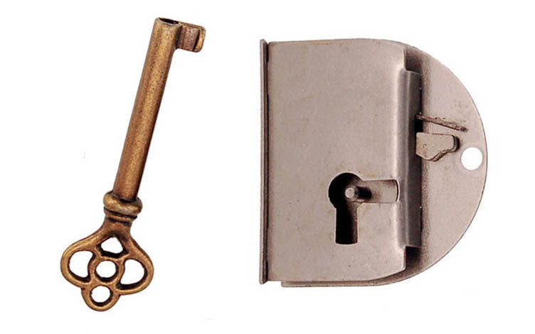Cabinet & Drawer Lock ~ Right Hand Application ~ Vintage-style Hardware · Traditional & classic ~ Designed for right-handed cabinet doors & drawers ~ 5/8" backset ~ Made of steel material ~ Well-built lock