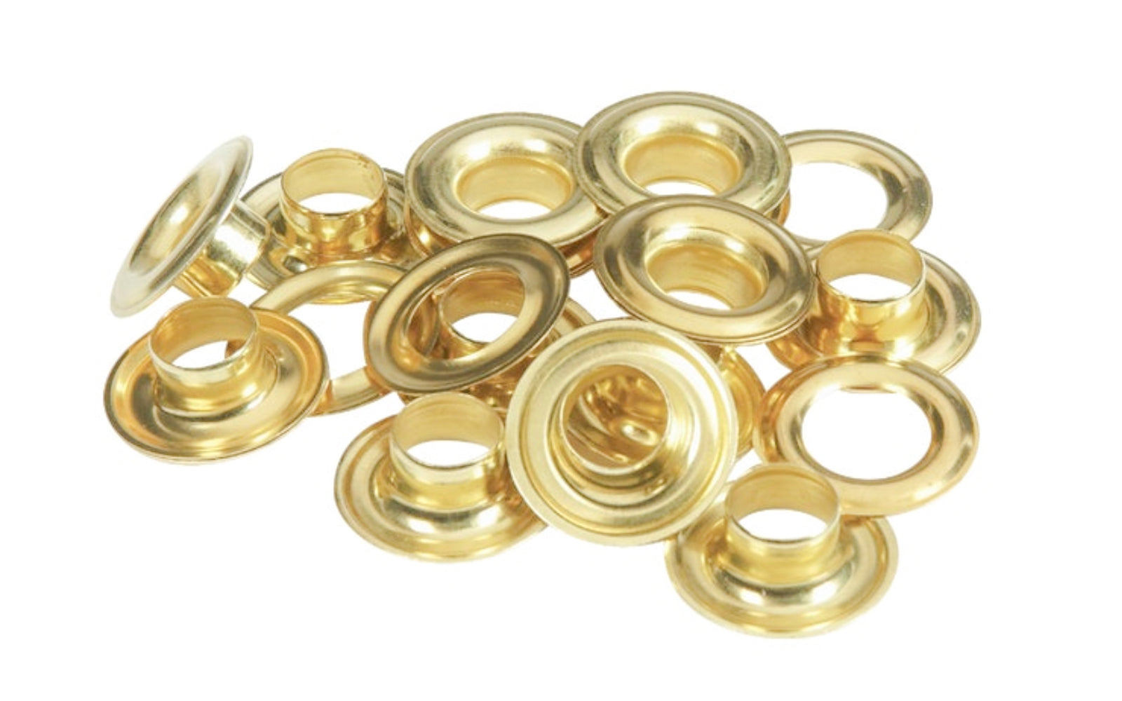Lord & Hodge 7/16" Brass Grommets - 12 Sets. 7/16" Brass Grommet refills for replacement or repairs in canvas or plastic. Great for vinyl & canvas, tents, sails, covers for boats, trailers, pools, flags & banners, etc. 7/16" inside diameter grommets.Made by Lord and Hodge, Inc. Model 1074-3. Made in USA.