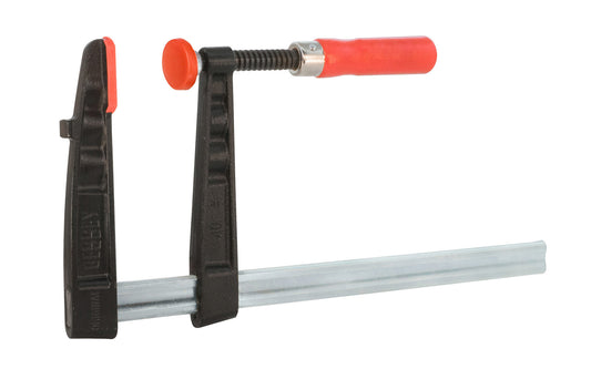 This Bessey 16" Medium-Duty Steel Bar Clamp head is made of malleable cast iron. Fixed jaw & sliding arm generates powerful & rigid clamping. Wooden handles - 1320 lb. clamping pressure - Model TG7.016 - "TG series" Bessey Clamps 16" max opening - 7" throat depth - Made in Germany - 091162007075. Medium Duty Clamp