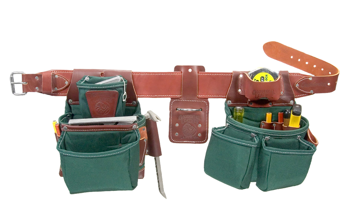 Occidental Leather "OxyLights" Tool Belt Set ~ 8080DB LG ~ Large Belt Size (3" Large Ranger Work Belt) - Padded Two Ply Tool Bags Keep Shape - 24 pockets - 759244039900. Made of Extremely Abrasion Resistant Industrial Nylon - "OxyLights" 8080DB Tool Belt Package - Industrial Nylon Material for heavy use. Made in USA