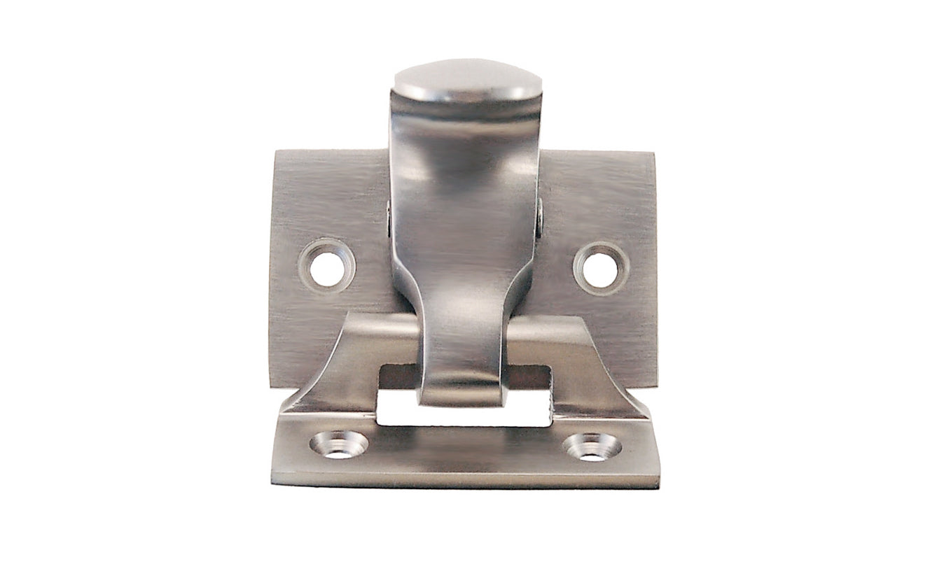 High quality Forged bronze spring-loaded sash lock & lift; made of quality forged bronze material for durability. This latch combines both a locking mechanism & window lift in one unit. Brushed Nickel Finish.