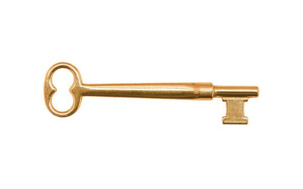 Solid Brass Skeleton Key for Classic Brass Interior Mortise Lock