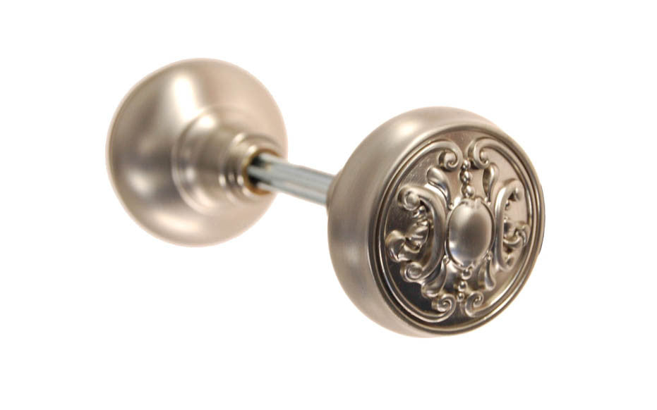 Solid Brass Core Ornate Doorknob ~ Brushed Nickel Finish