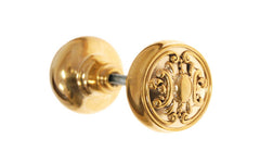 Solid Brass Core Ornate Doorknob ~ Non-Lacquered Brass (will patina naturally over time)