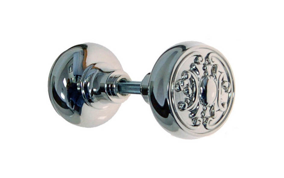 Solid Brass Core Ornate Doorknob ~ Polished Nickel Finish