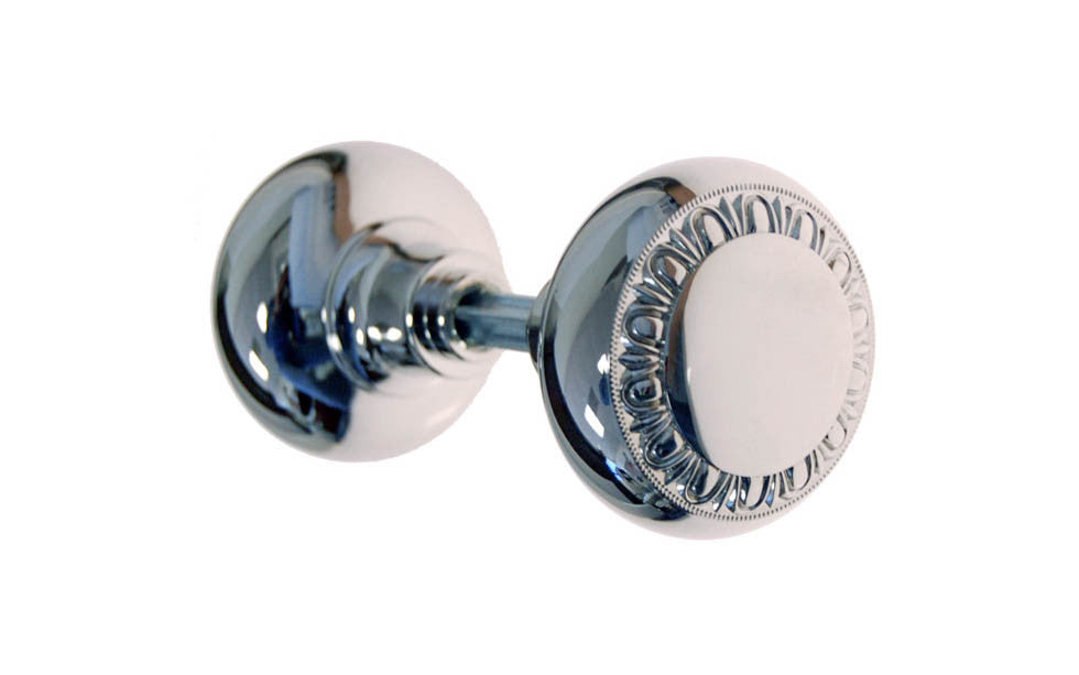 Solid Brass Core "Egg & Dart" Design Doorknob ~ Polished Nickel Finish 