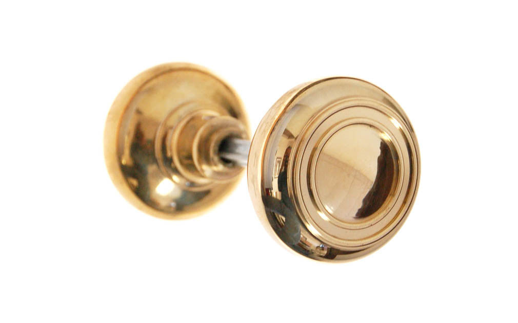 Solid Brass Core Circle-Ring Design Doorknob ~ Non-Lacquered Brass (will patina naturally over time)