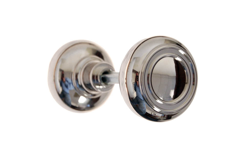Solid Brass Core Circle-Ring Design Doorknob ~ Polished Nickel Finish