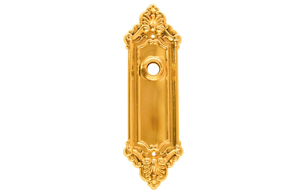 Ornate Brass Escutcheon Door Plate ~ Non-Lacquered Brass (will patina naturally over time) 