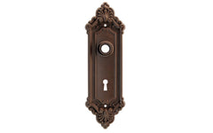 Ornate Brass Escutcheon Door Plate with Keyhole ~ Oil Rubbed Bronze Finish