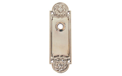 Ornate Brass Escutcheon Door Plate ~ Polished Nickel Finish