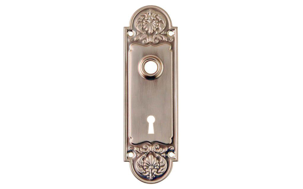 Ornate Brass Escutcheon Door Plate with Keyhole