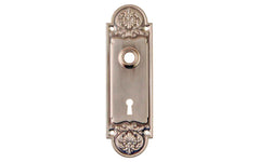 Ornate Brass Escutcheon Door Plate with Keyhole
