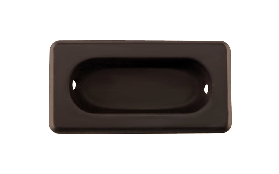 A classic & traditional recessed sash window lift made of quality stamped brass. For windows where a low profile is needed like inside shutters or windows with blinds. Low profile old-style sash lift with bevelled edges. Oil Rubbed Bronze Finish