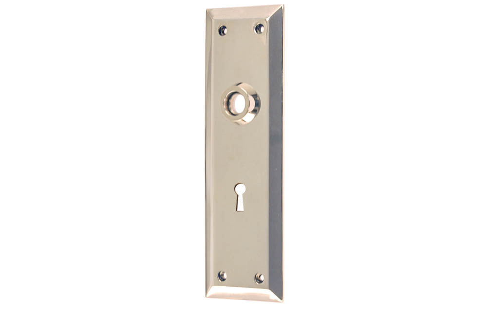Solid Brass Escutcheon Door Plate with Keyhole ~ Polished Nickel Finish