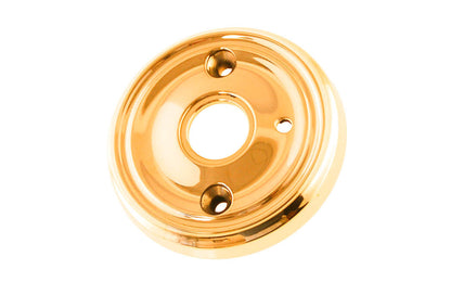 Classic Solid Brass Rosette ~ Privacy (Locking) ~ Non-Lacquered Brass (will patina naturally over time) ~ Vintage-style Hardware · Classic & traditional ~2-3/4" diameter doorknob rosette ~ Solid brass ~ For solid doors, or modern pre-bored doors (with piece #8873-C)