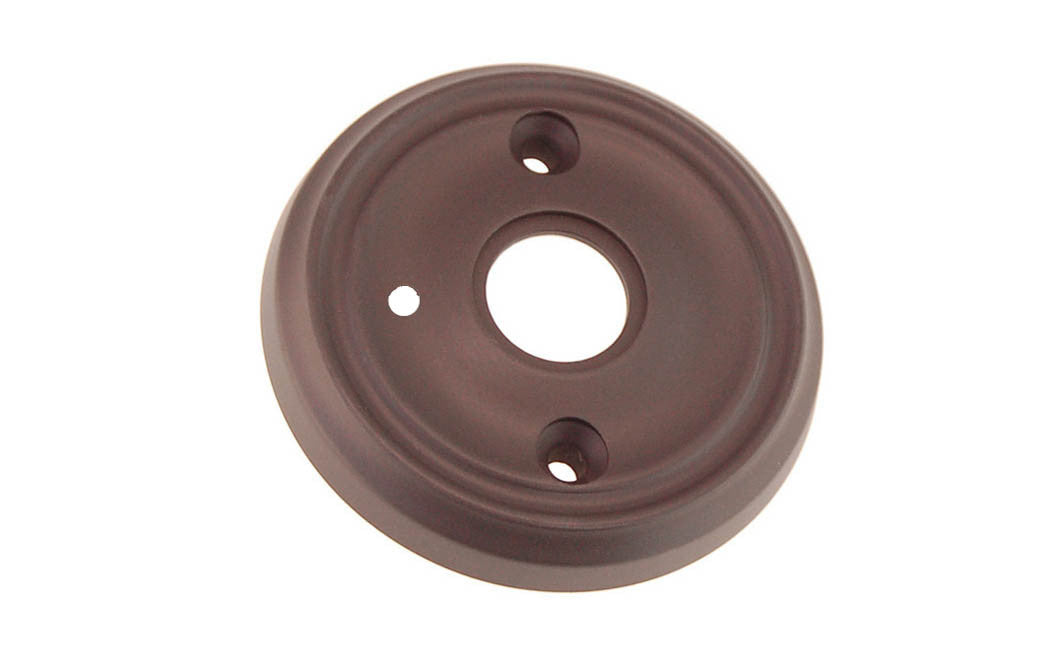 Classic Solid Brass Rosette ~ Privacy (Locking) ~ Oil Rubbed Bronze Finish ~ Vintage-style Hardware · Classic & traditional ~2-3/4" diameter doorknob rosette ~ Solid brass ~ For solid doors, or modern pre-bored doors (with piece #8873-C)