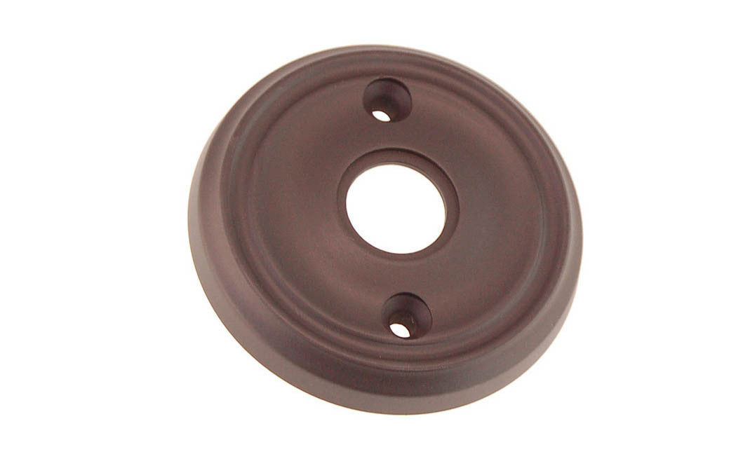 Classic Solid Brass Rosette ~ Passage (Non-Locking) ~ Oil Rubbed Bronze Finish ~ Vintage-style Hardware · Classic & traditional ~2-3/4" diameter doorknob rosette ~ Solid brass ~ For solid doors, or modern pre-bored doors (with piece #8873-D)