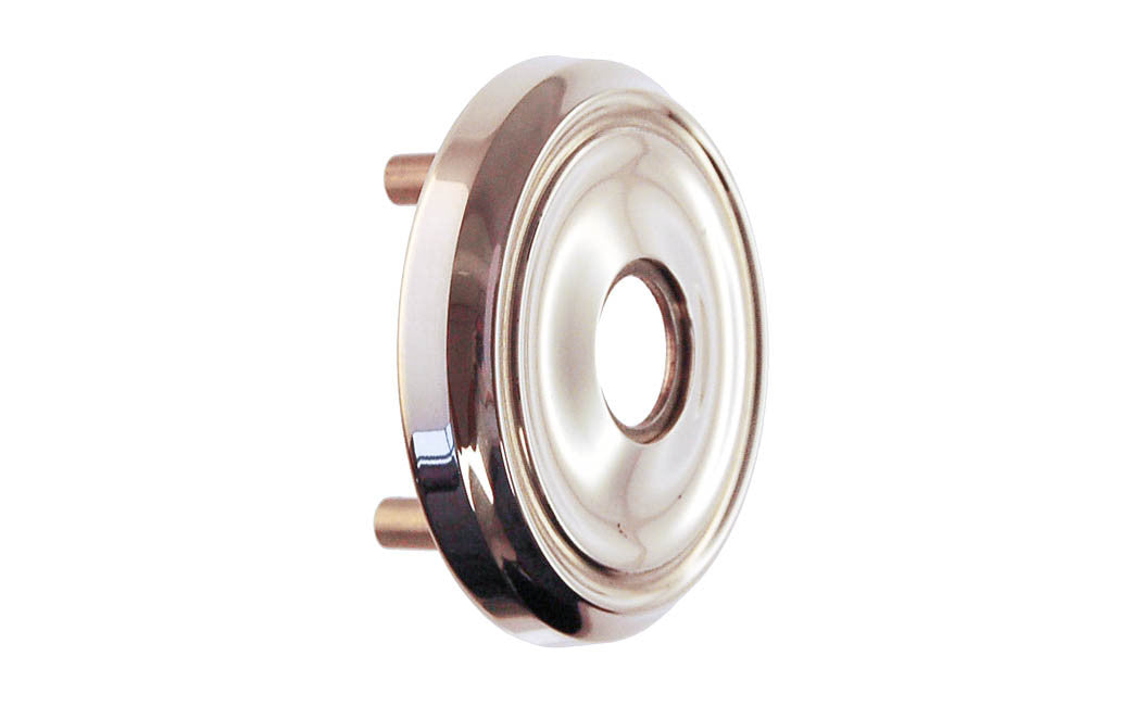 Classic Solid Brass Rosette with Threaded Shanks ~ Passage (Non-Locking) ~ Polished Nickel Finish
