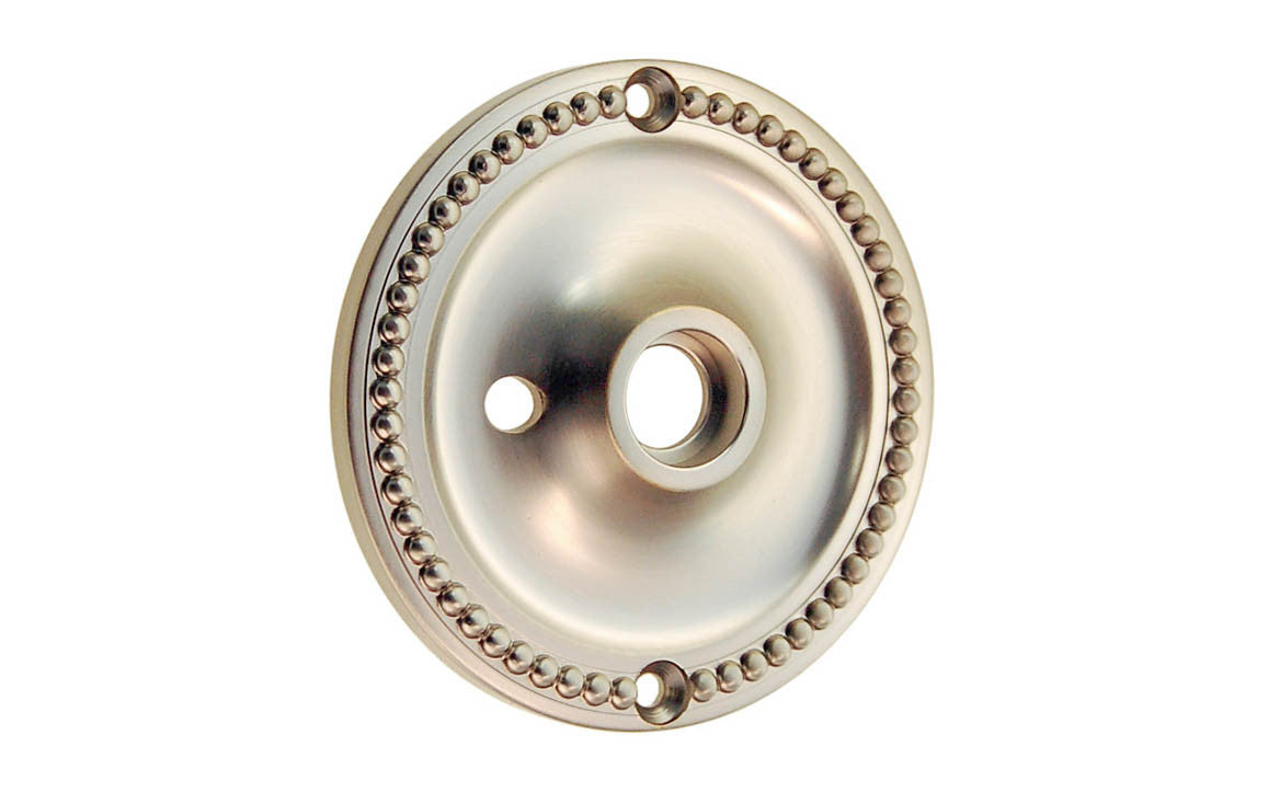 Solid Brass Beaded Rosette ~ Privacy (Locking) ~ Brushed Nickel Finish