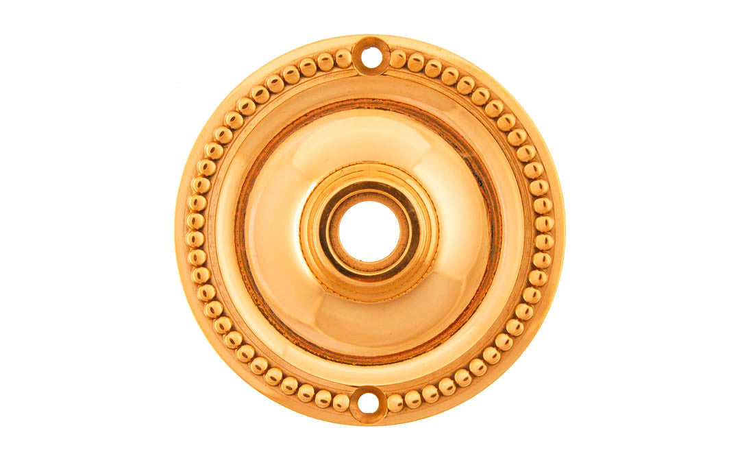 Solid Brass Beaded Rosette ~ Passage (Non-Locking) ~ Non-Lacquered Brass (will patina naturally over time)