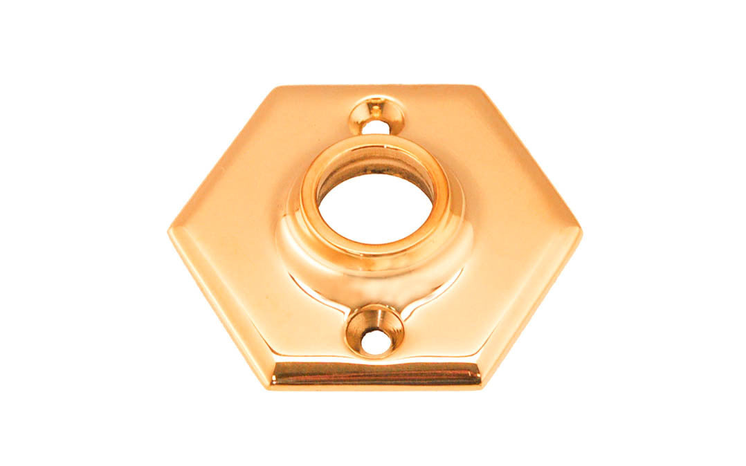 Solid Brass Hexagonal Rosette ~ Non-Lacquered Brass (will patina naturally over time)