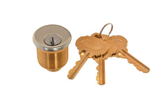 Keyway Cylinder & Keys For Entrance Mortise Lock ~ Brushed Nickel Finish