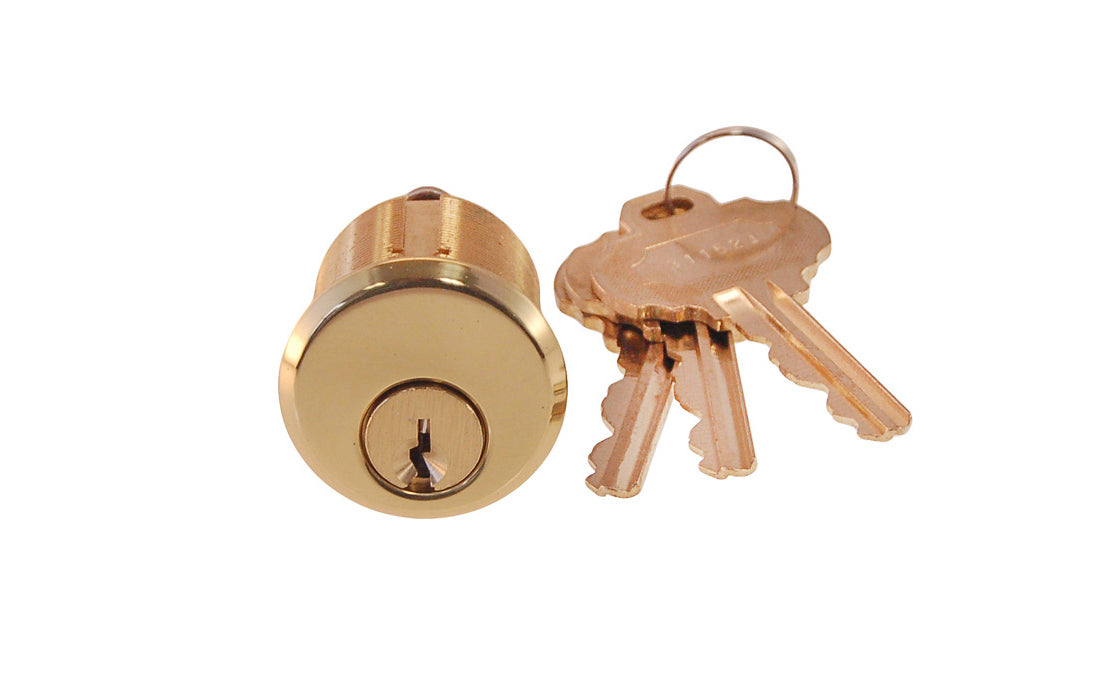 Keyway Cylinder & Keys For Entrance Mortise Lock ~ Non-Lacquered Brass (will patina over time)
