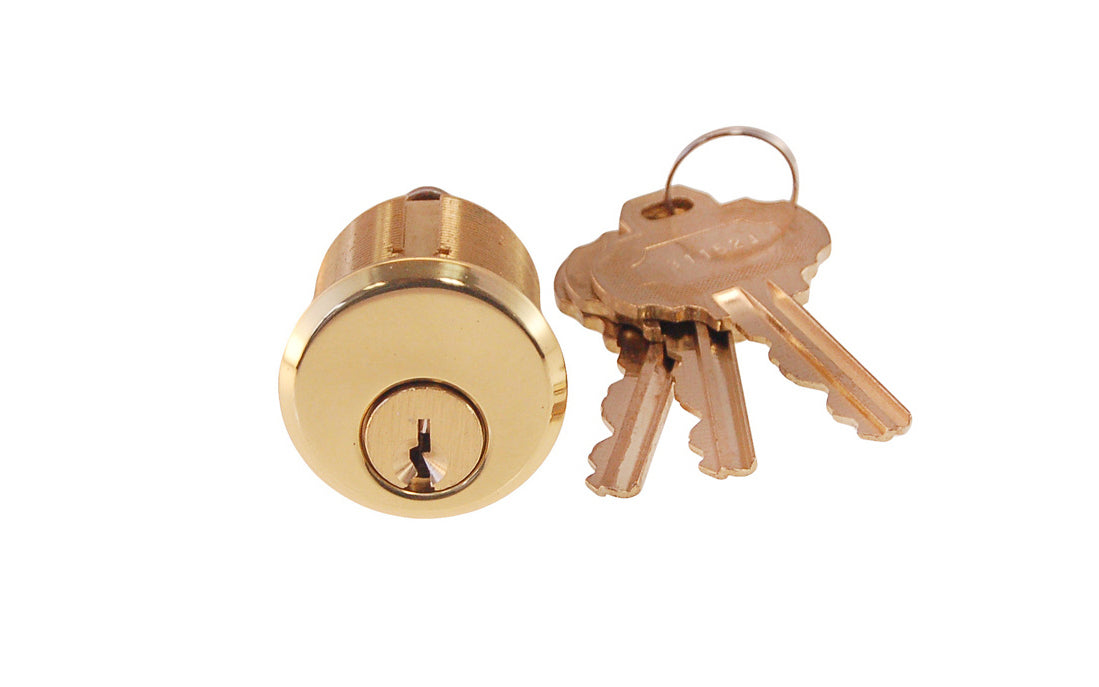 Keyway Cylinder & Keys For Entrance Mortise Lock ~ Lacquered Brass Finish