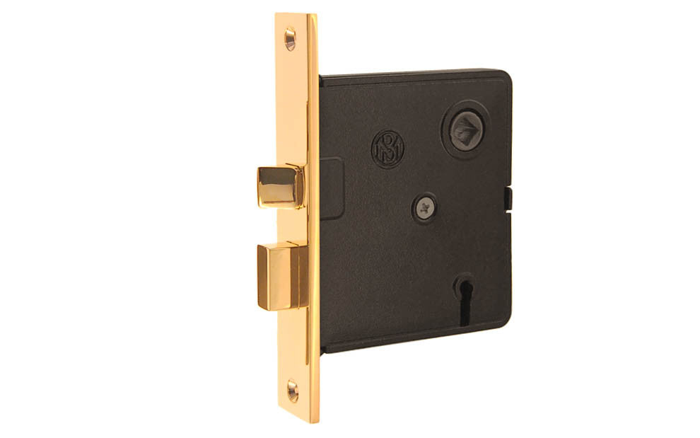 Traditional & classic interior mortise lock set. Includes skeleton key for deadbolt operation & locking of doors. Replica of common older style mortise locks. 2-1/2