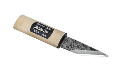 Yokote Japanese Laminated Steel Knife ~ 90 mm ~ Made in Japan · Made of Shirogami White 1.05-1.15% high carbon steel ~ Very pure steel hardened to 64HRC~ Right hand bevel cutting edge~ Fixed blade into handle