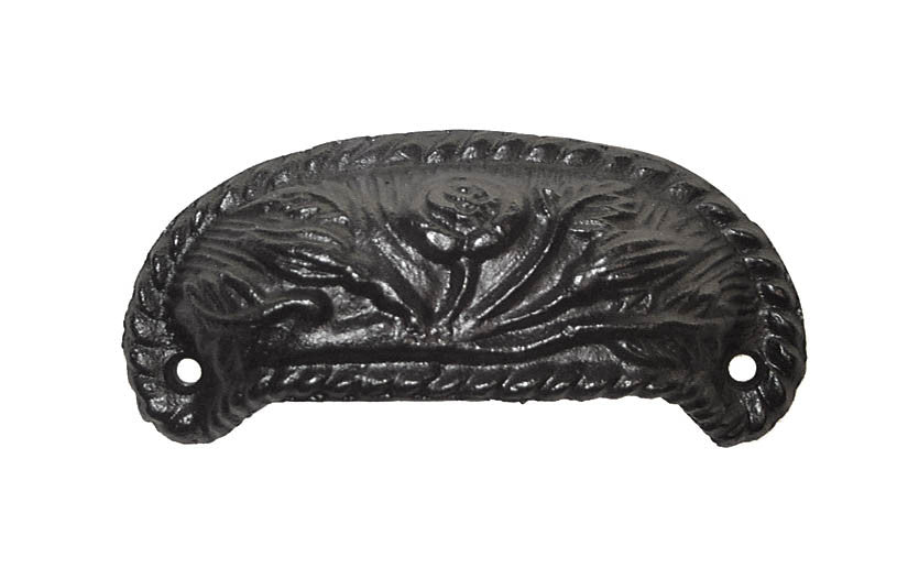 Ornate Cast Iron Bin Pull ~ 3-1/4" On Centers