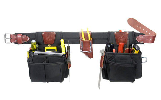 Occidental Leather "The Finisher" Tool Belt Set ~ 9525 LG ~ Large Belt Size - 3" Leather & Nylon Work Belt - Padded Two Ply Tool Bags Keep Shape - 25 pockets - 759244207408. - Super Light weight - Industrial Nylon Material for heavy use. Made in USA. Designed for Trim, Finish, & Light Framing Work. Finish work tool bag
