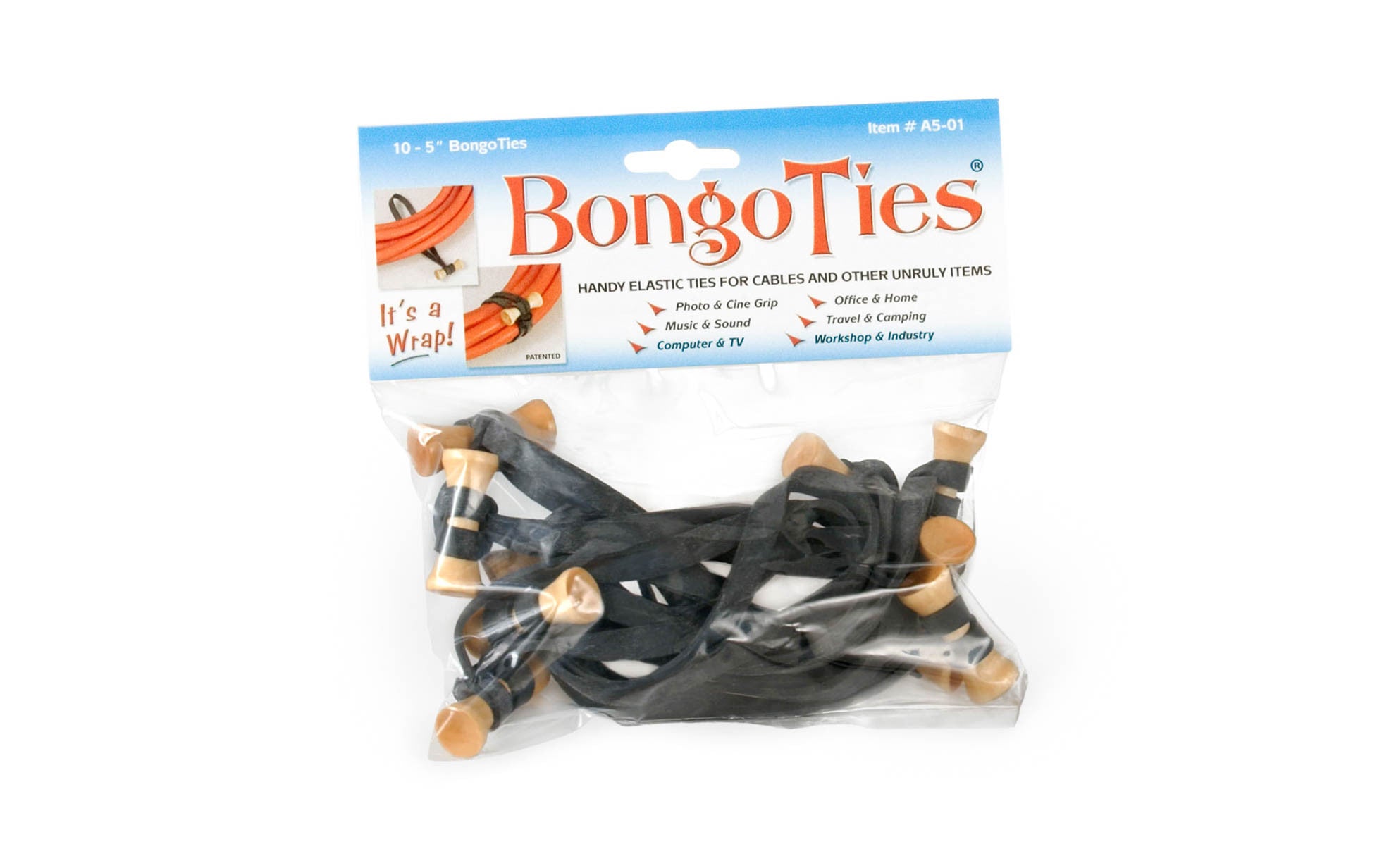 The Original BongoTies ~ 10 Pack Bag ~ Bag is Resealable